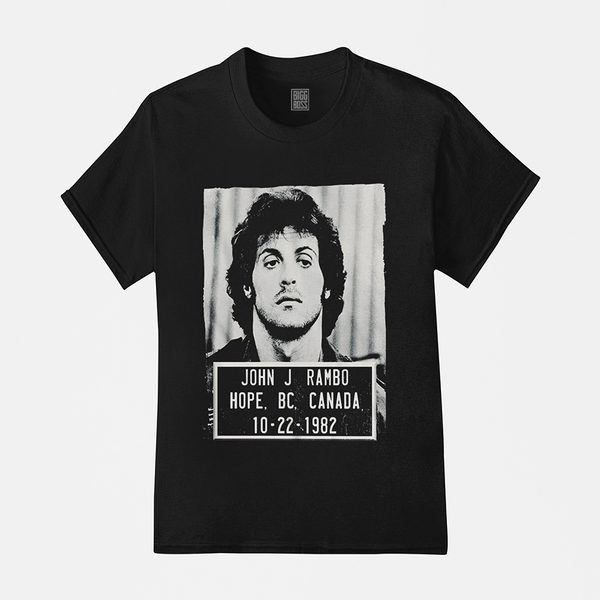 Camiseta Algodão Premium Filmes John Rambo Mugshot 1982